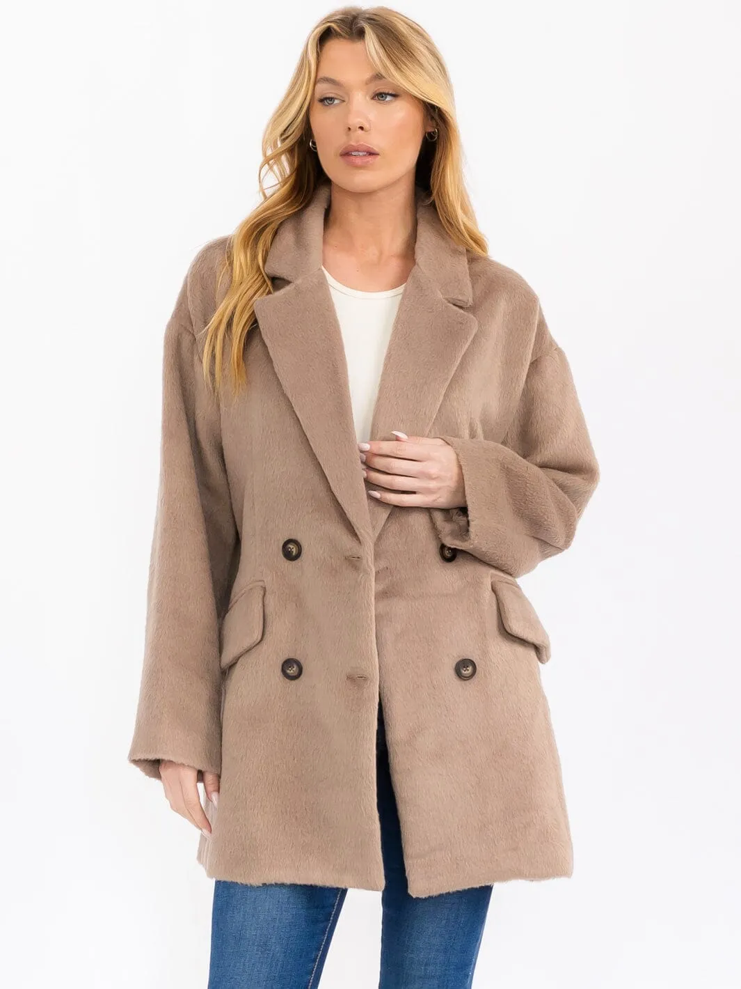 WOMEN'S LONG SLEEVE BUTTON CLOSURE COAT