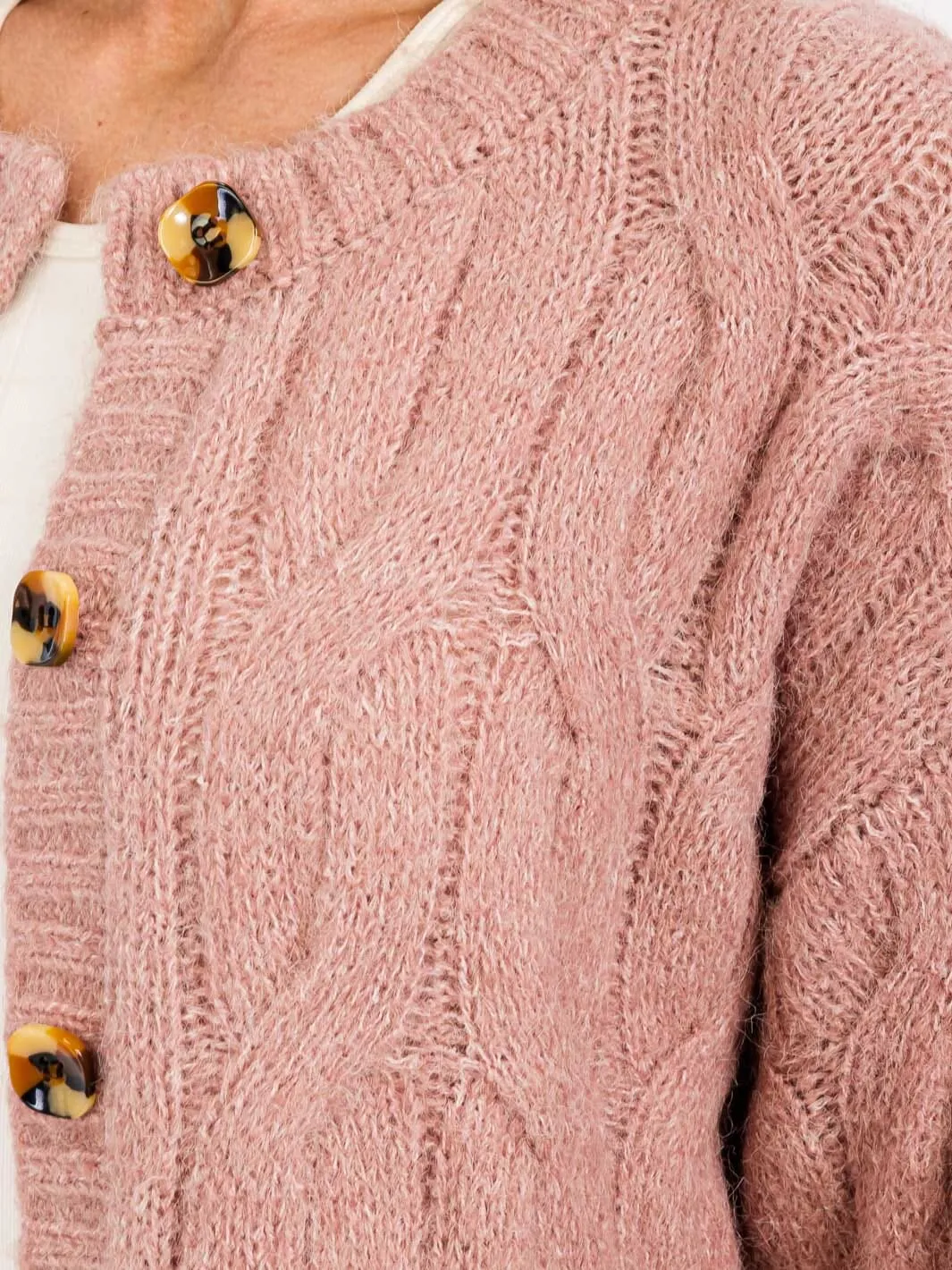WOMEN'S LONG SLEEVE BUTTON CLOSURE DETAILED CARDIGAN SWEATER