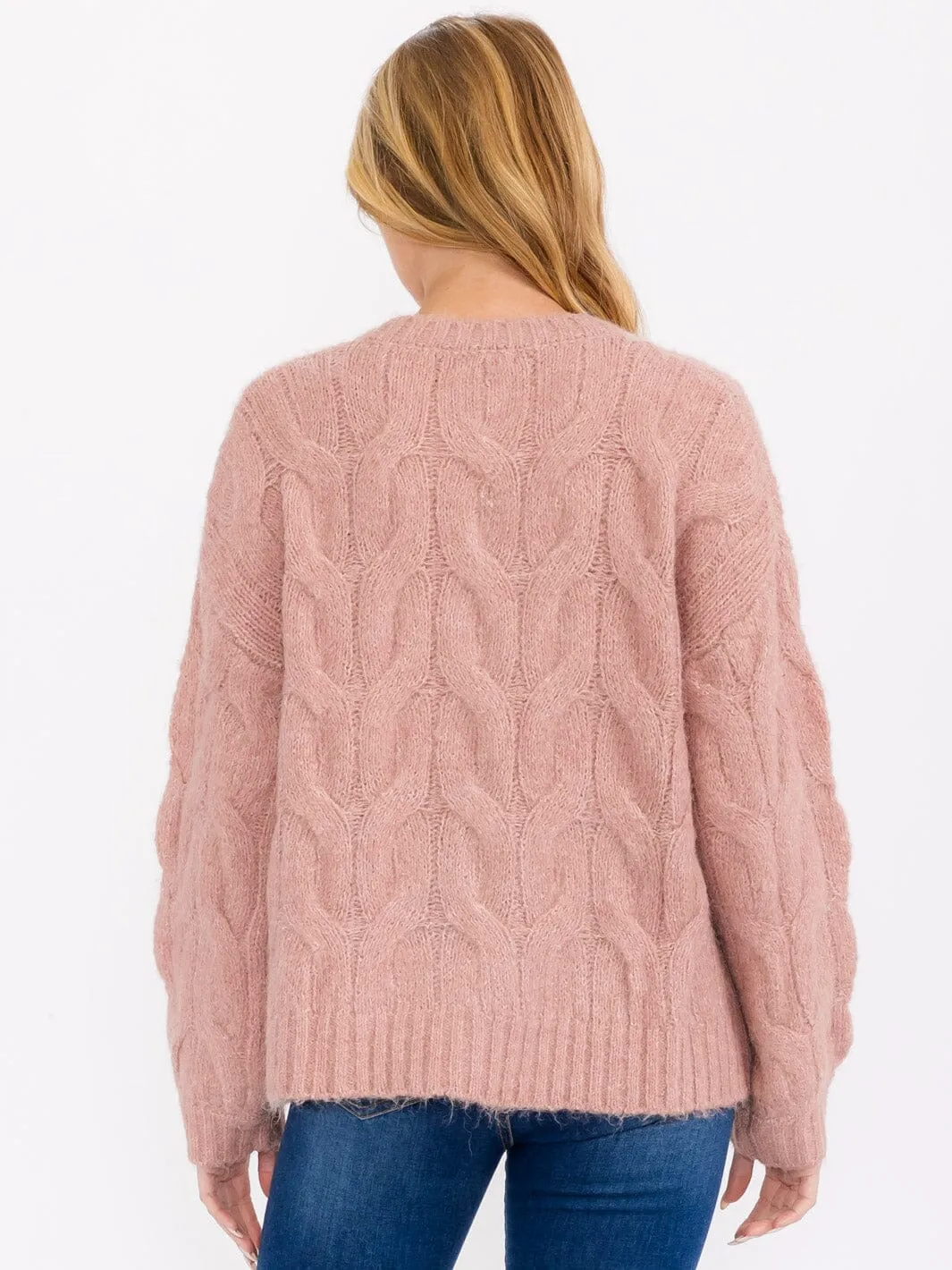 WOMEN'S LONG SLEEVE BUTTON CLOSURE DETAILED CARDIGAN SWEATER