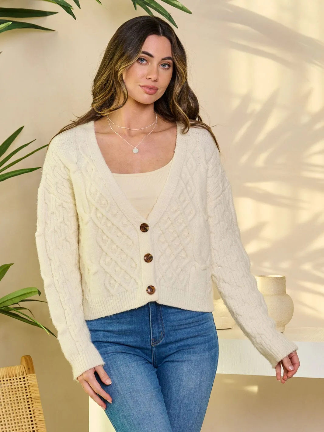 WOMEN'S LONG SLEEVE BUTTON CLOSURE KNIT CARDIGAN SWEATER