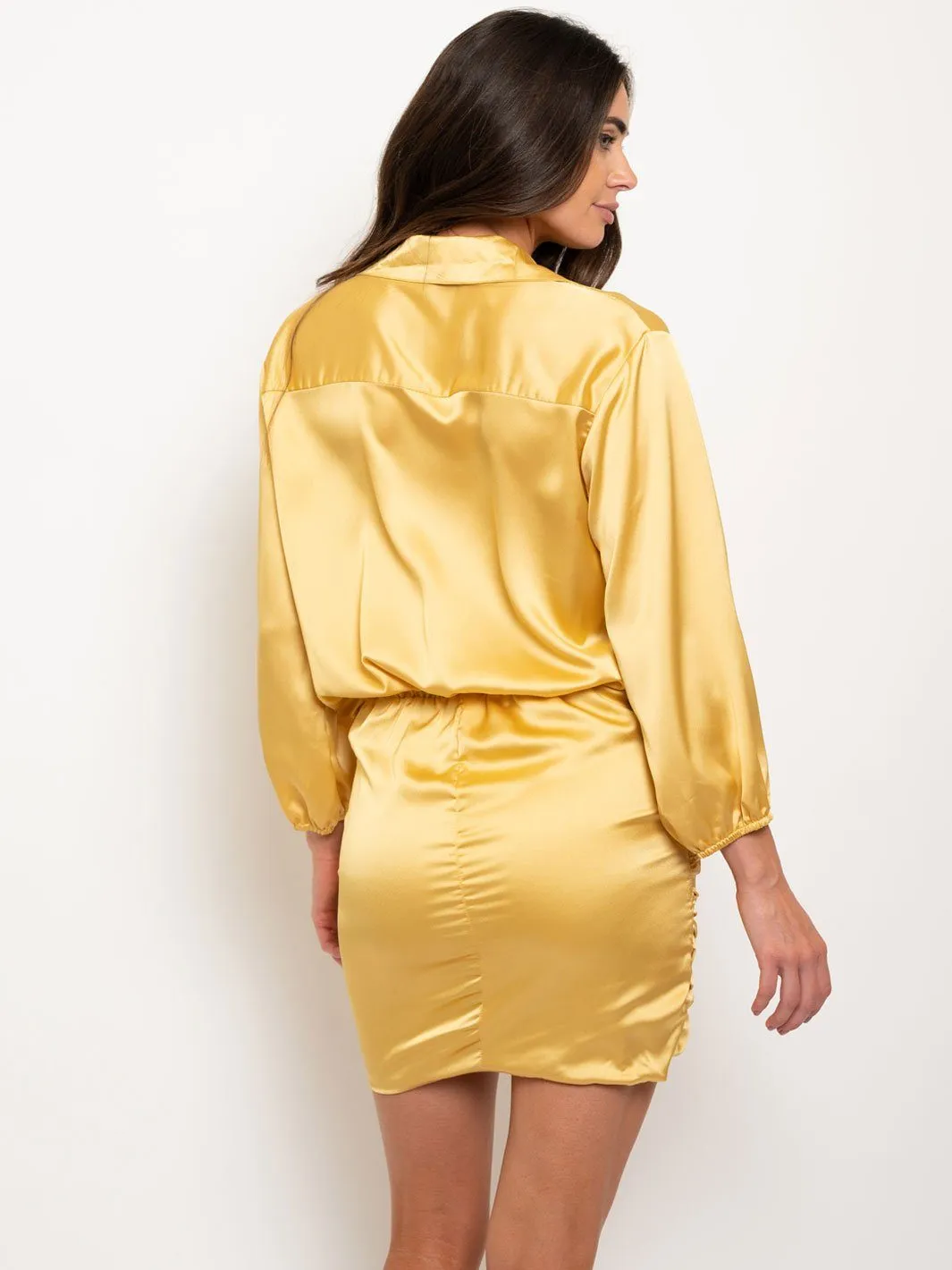 WOMEN'S LONG SLEEVE BUTTON CLOSURE MINI DRESS