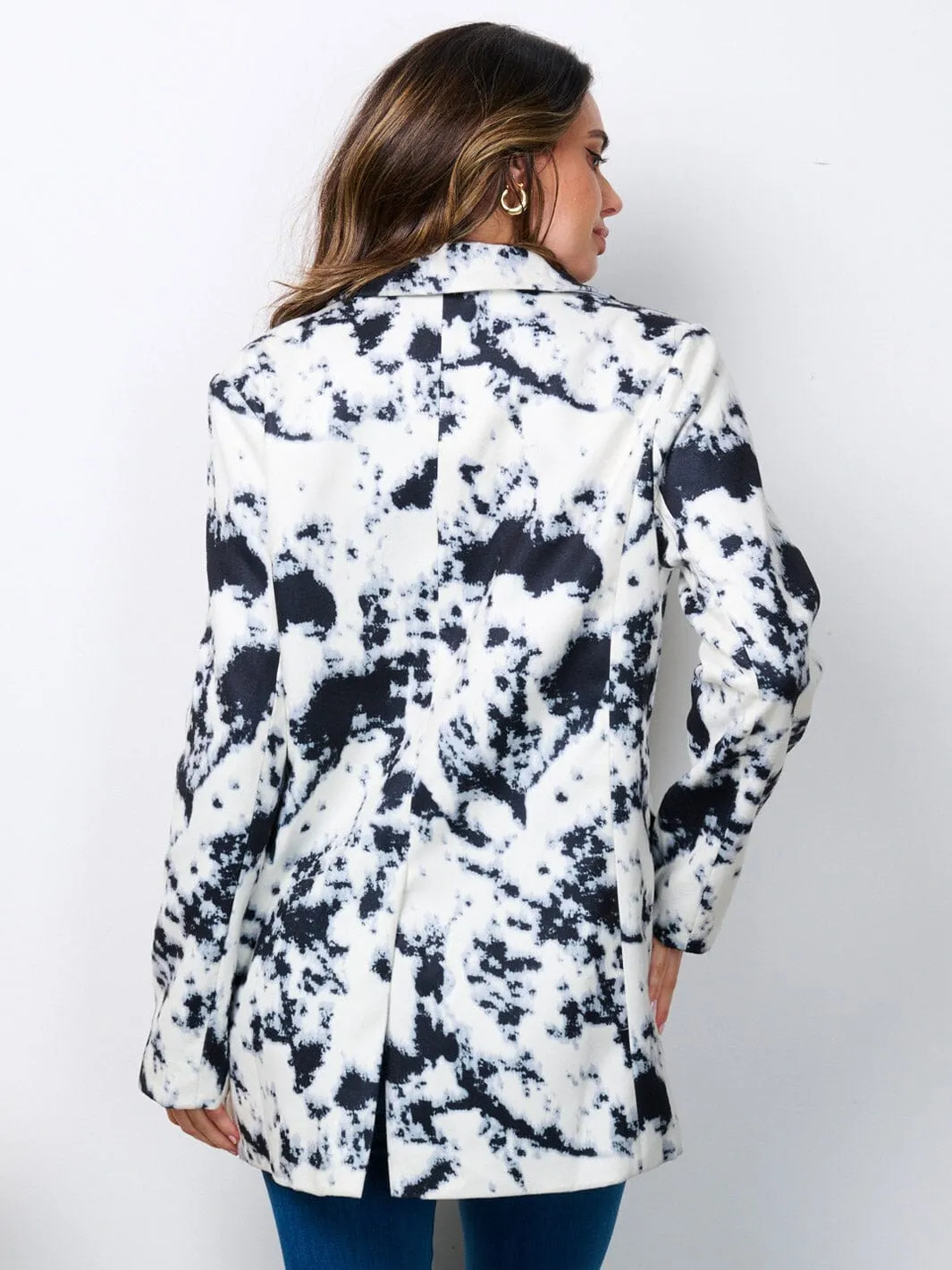 WOMEN'S LONG SLEEVE BUTTON CLOSURE POCKETS TIE DYE JACKET