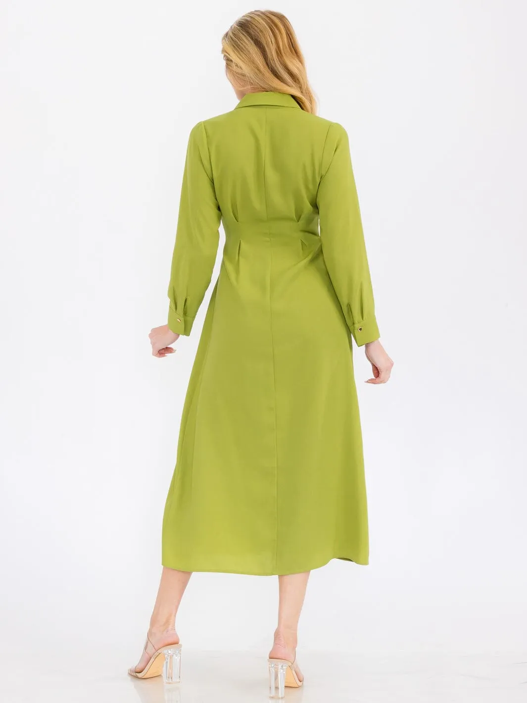 WOMEN'S LONG SLEEVE BUTTON UP MAXI DRESS