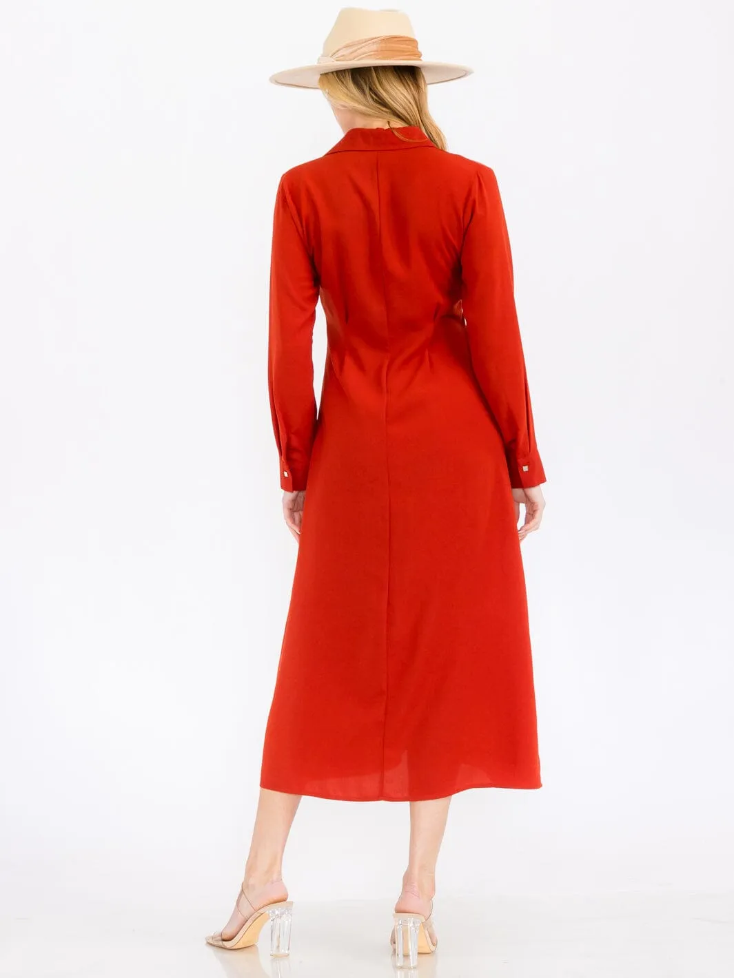 WOMEN'S LONG SLEEVE BUTTON UP MAXI DRESS