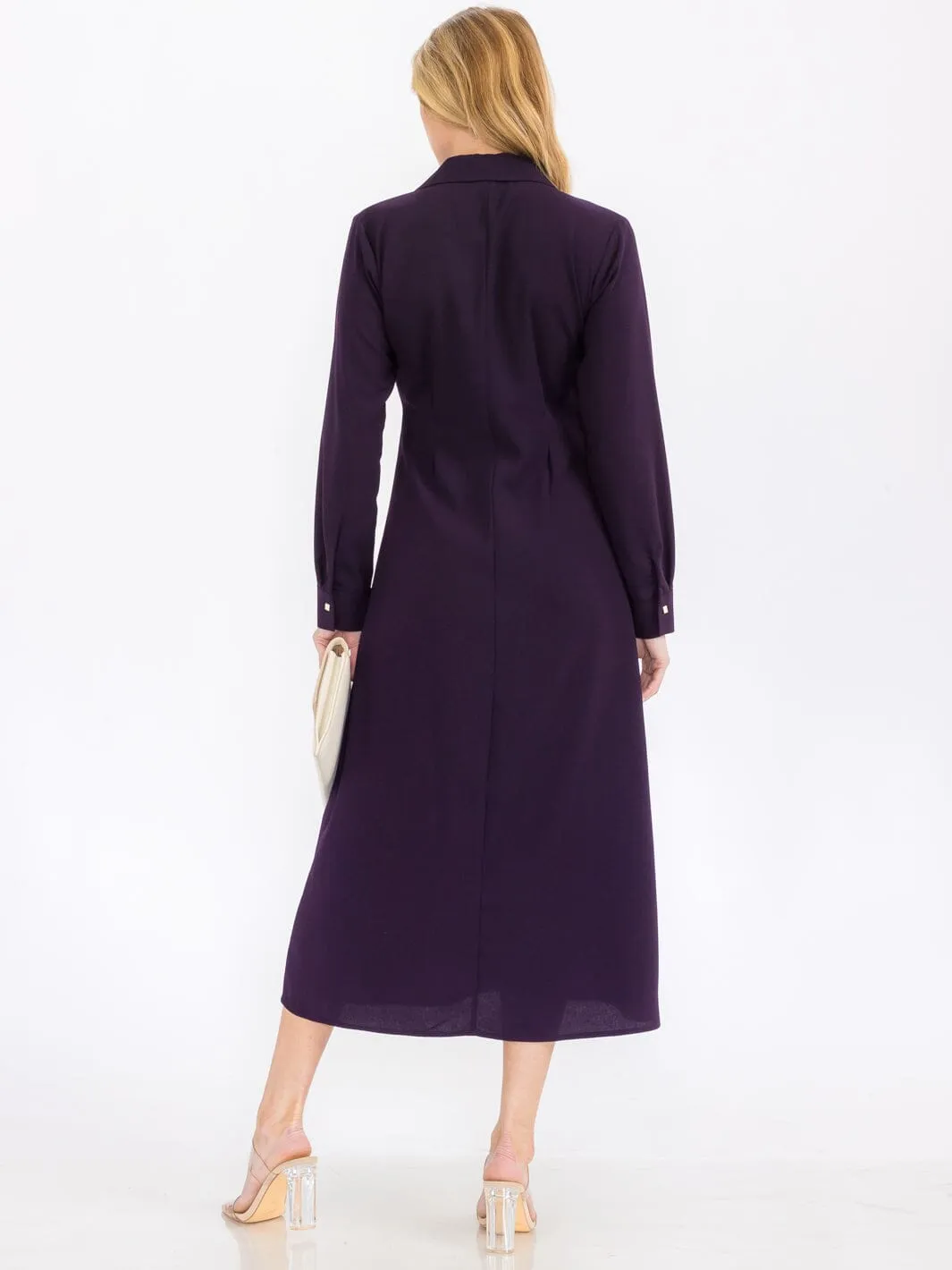 WOMEN'S LONG SLEEVE BUTTON UP MAXI DRESS