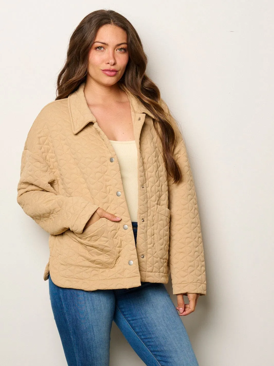 WOMEN'S LONG SLEEVE BUTTON UP POCKETS DETAILED JACKET