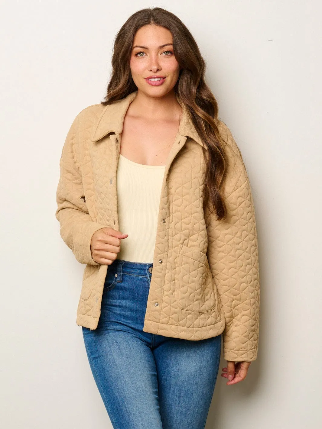 WOMEN'S LONG SLEEVE BUTTON UP POCKETS DETAILED JACKET