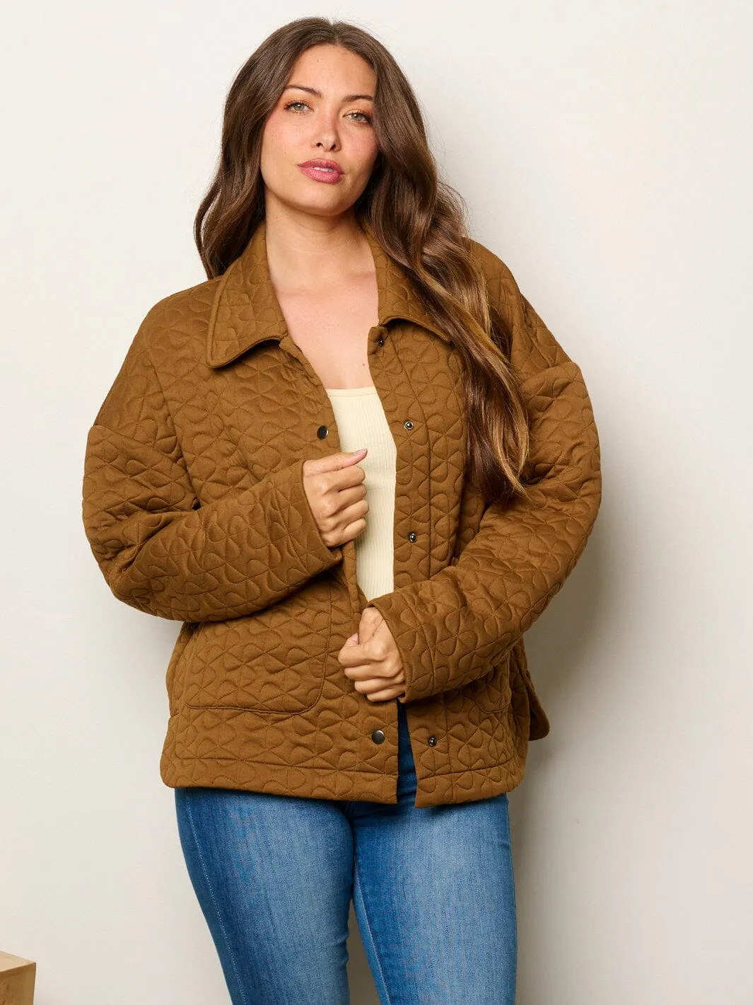 WOMEN'S LONG SLEEVE BUTTON UP POCKETS DETAILED JACKET