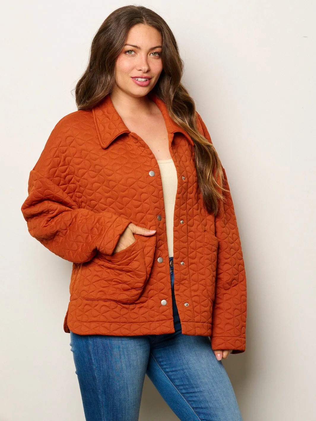 WOMEN'S LONG SLEEVE BUTTON UP POCKETS DETAILED JACKET