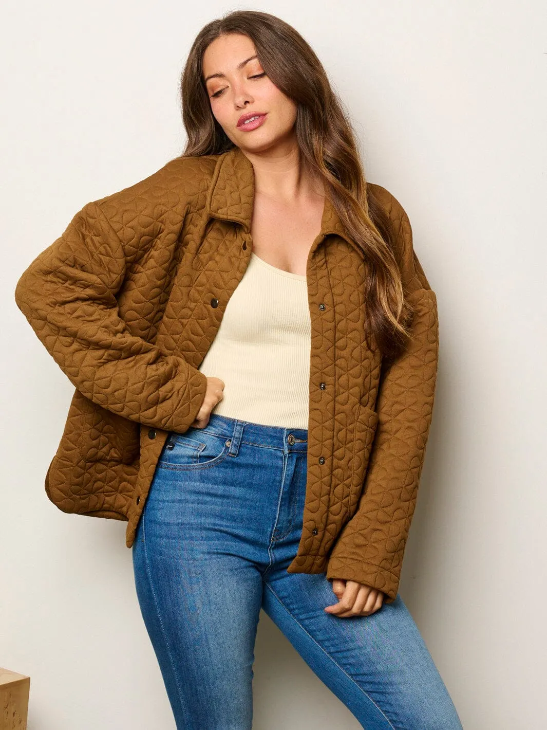 WOMEN'S LONG SLEEVE BUTTON UP POCKETS DETAILED JACKET