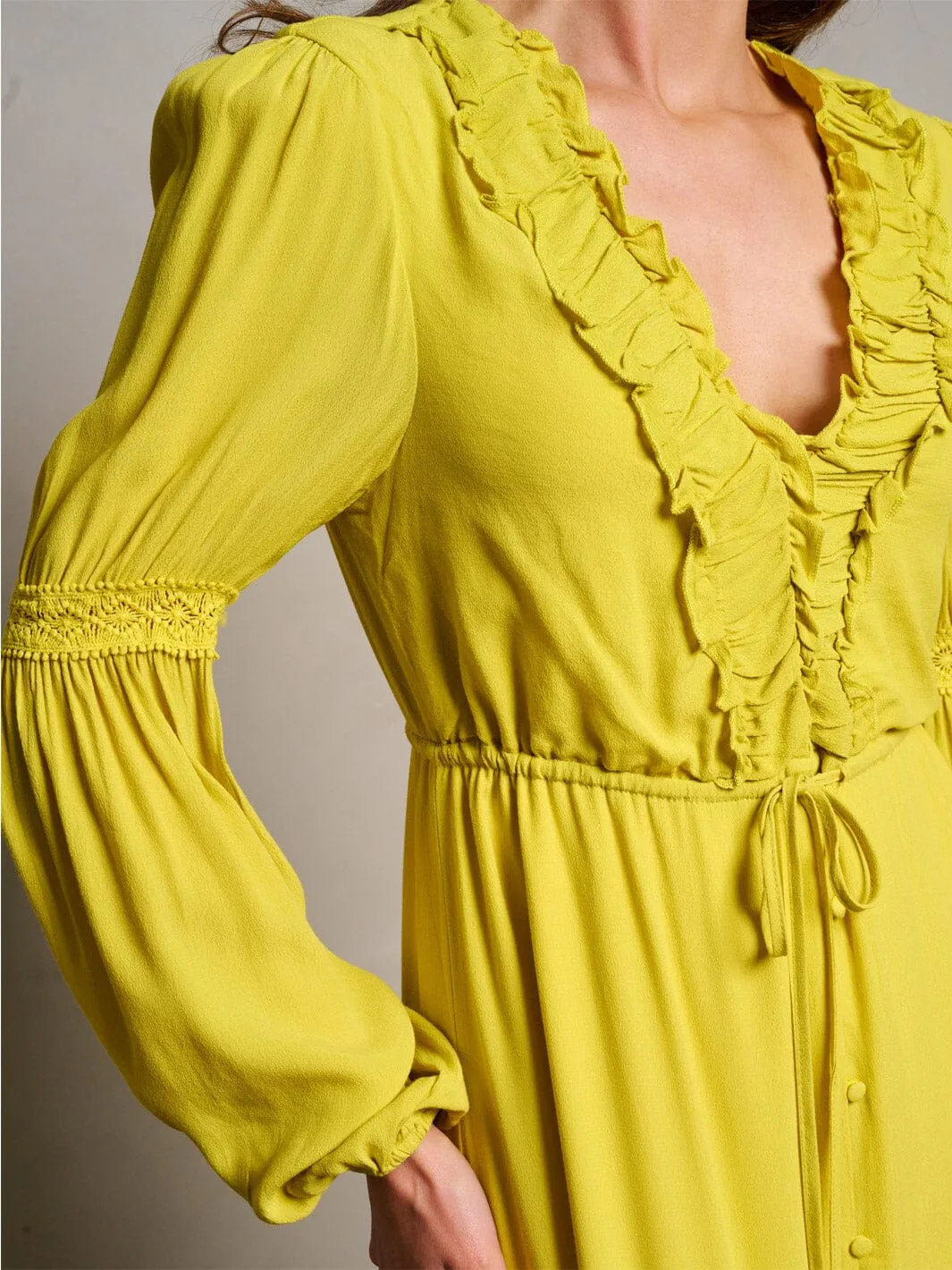 WOMEN'S LONG SLEEVE BUTTON UP TIERED MAXI DRESS