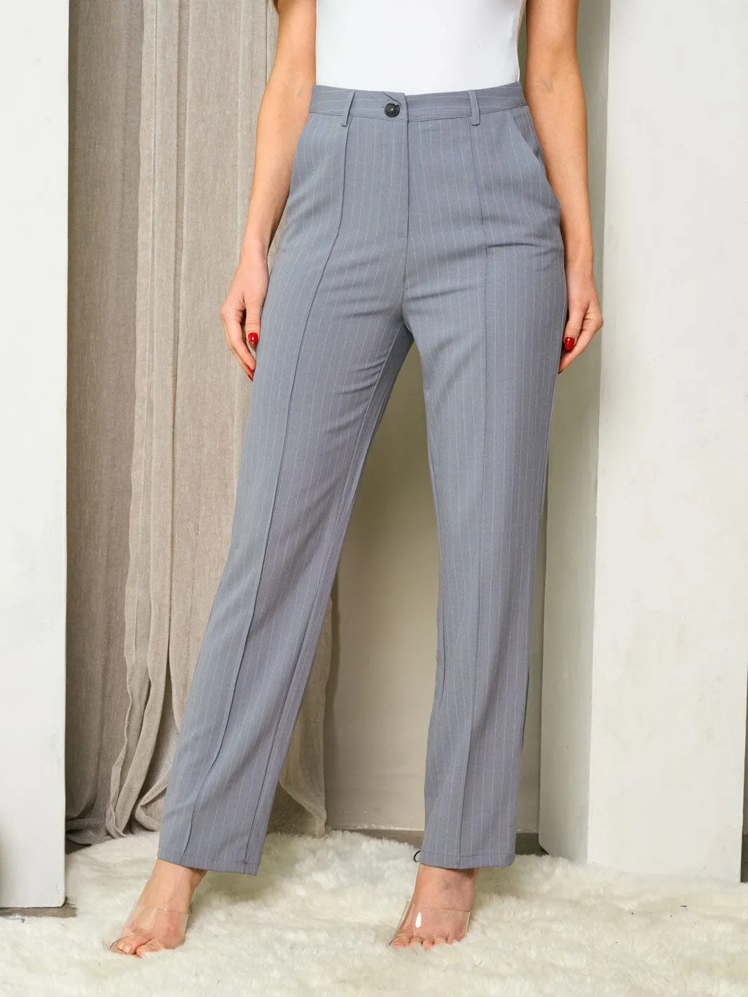 WOMEN'S PIN STRIPE POCKETS PANTS
