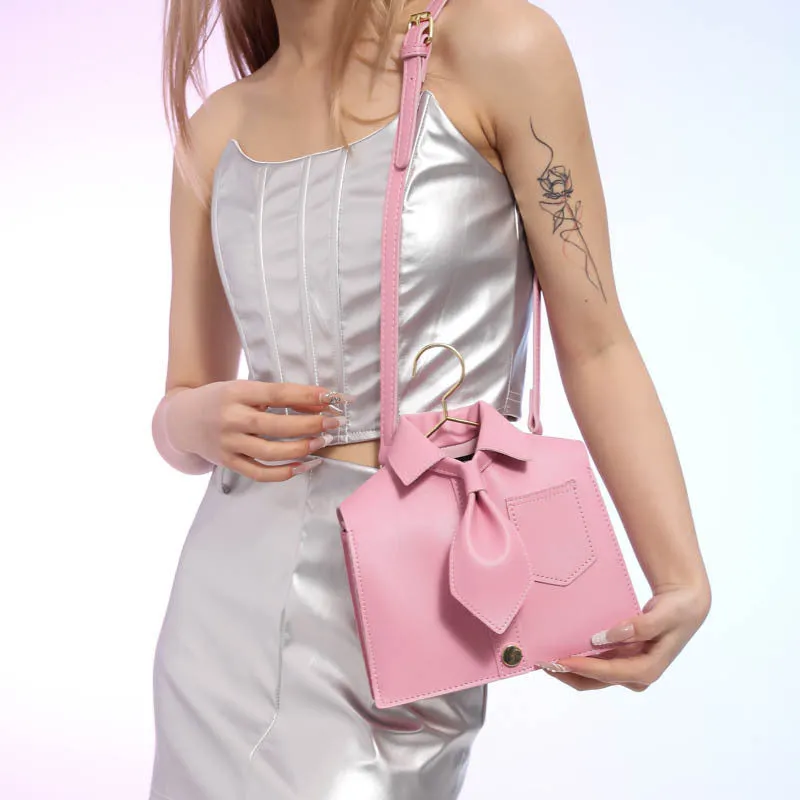 Women's Plain Color Shirt Design Crossbody Bag