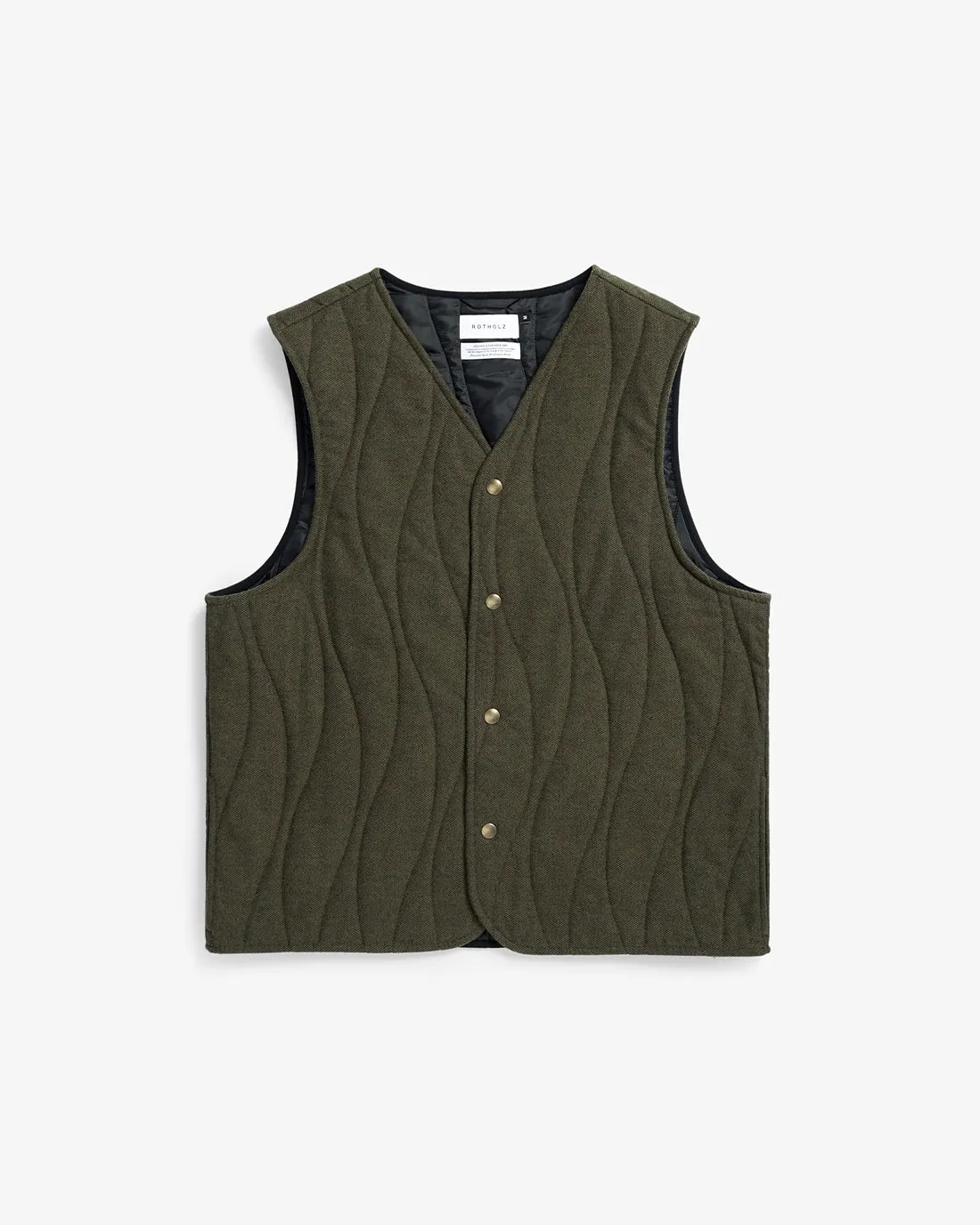 Women's Quilt Organic Flannel Vest Moss Green