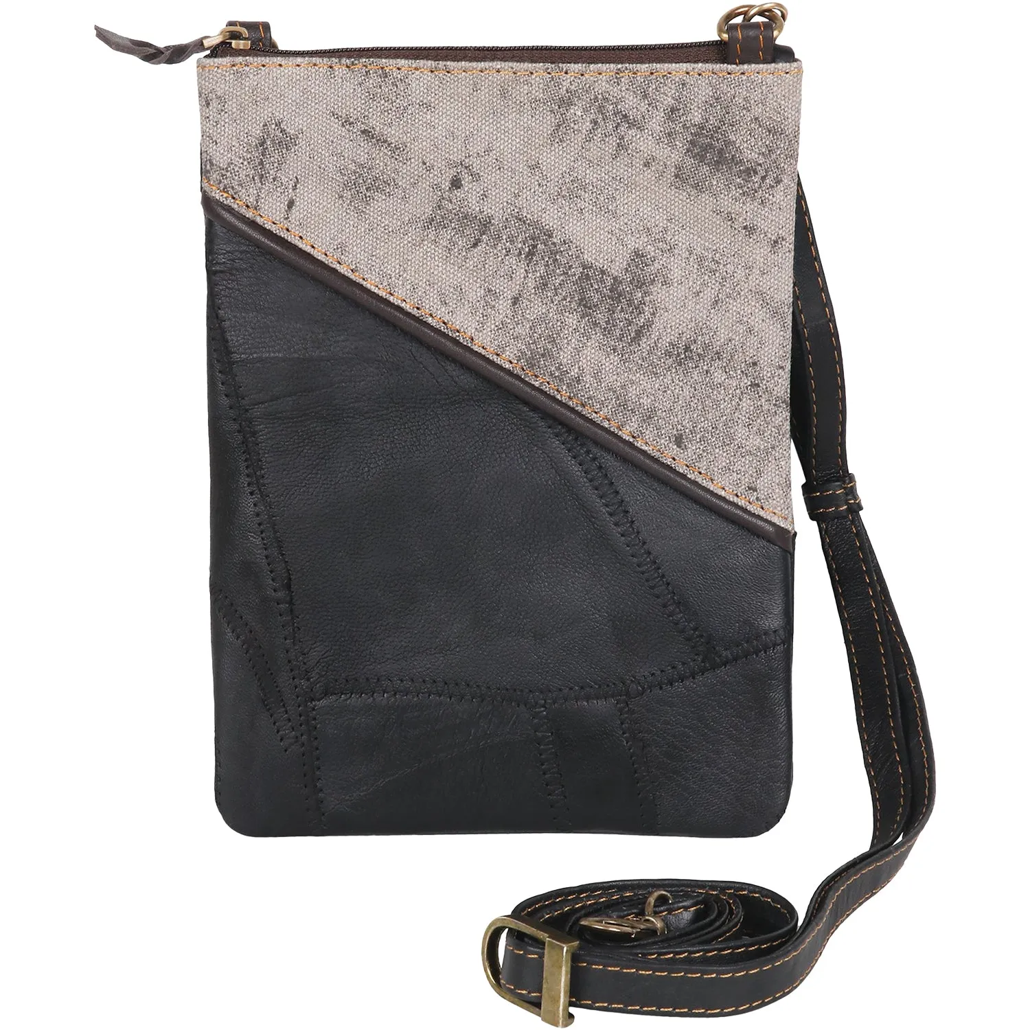 Women's Vaan and Co. Brisk Madison Crossbody Black/Grey Leather