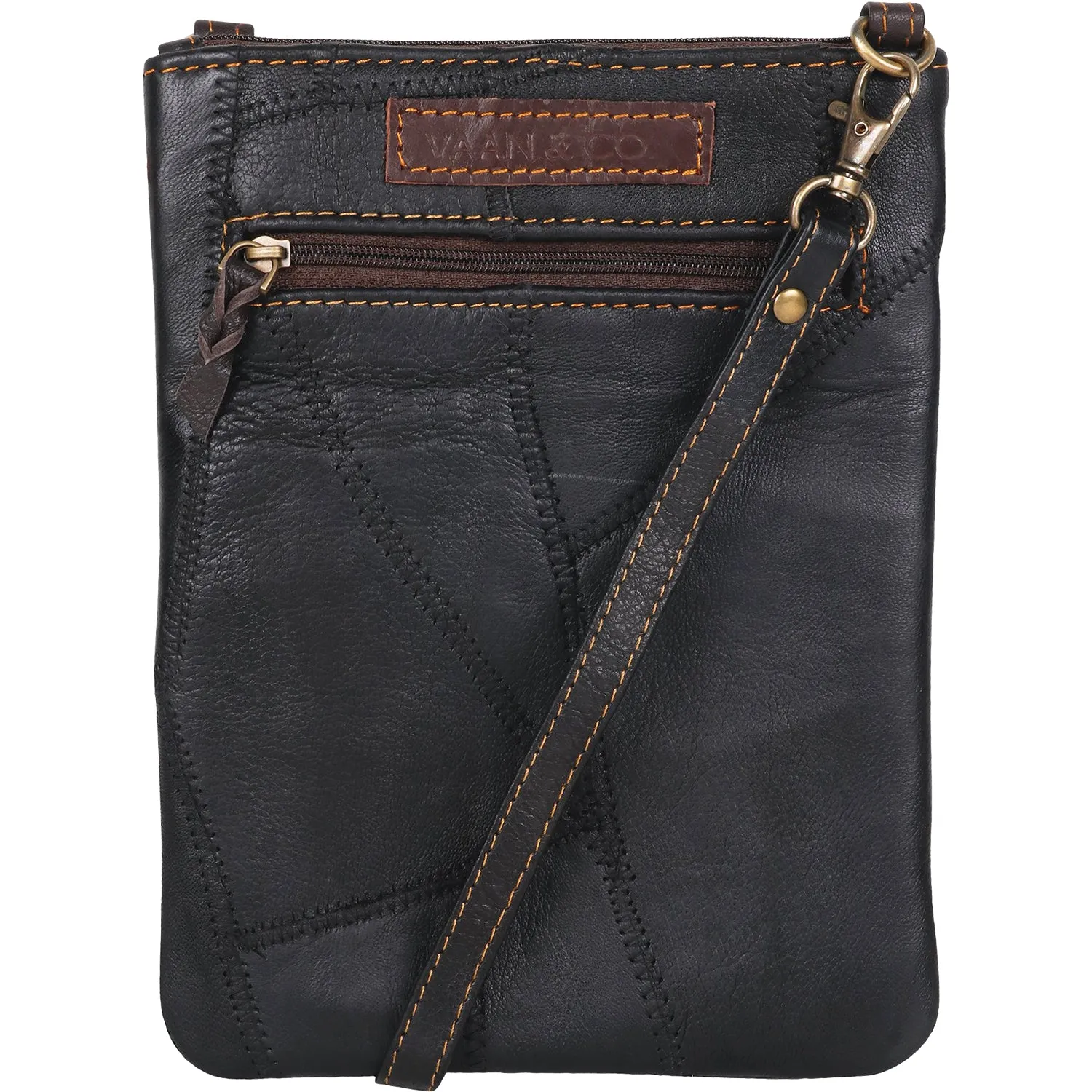 Women's Vaan and Co. Brisk Madison Crossbody Black/Grey Leather