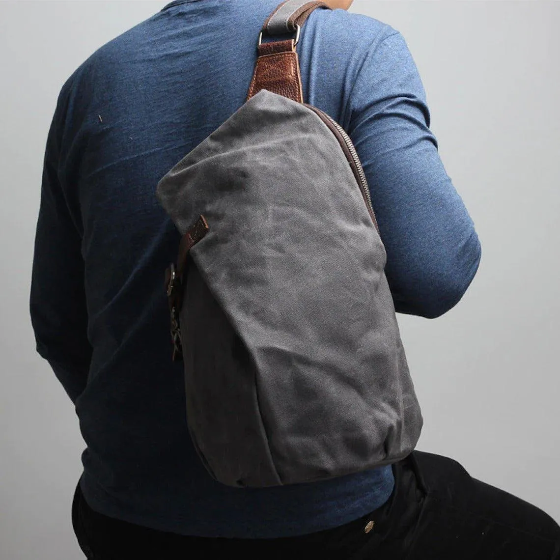 Woosir Vintage Waxed Canvas Mens Crossbody Bag