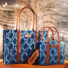 Wrangler Denim Frayed Fringe Crossbody Canvas Tote