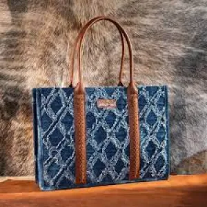 Wrangler Denim Frayed Fringe Crossbody Canvas Tote