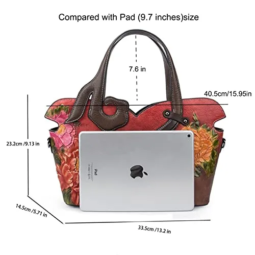 YHOK Retro Pattern Leather Satchel