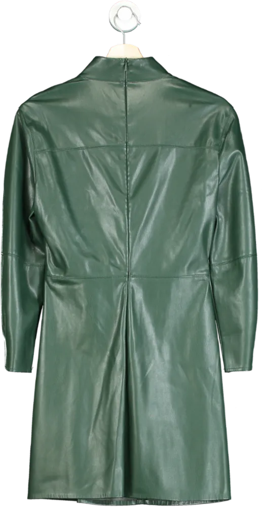 Zara Green Faux Leather Ruched Dress UK S