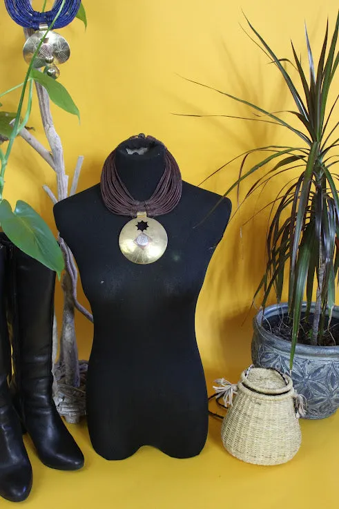 Zendi Leather and Brass choker