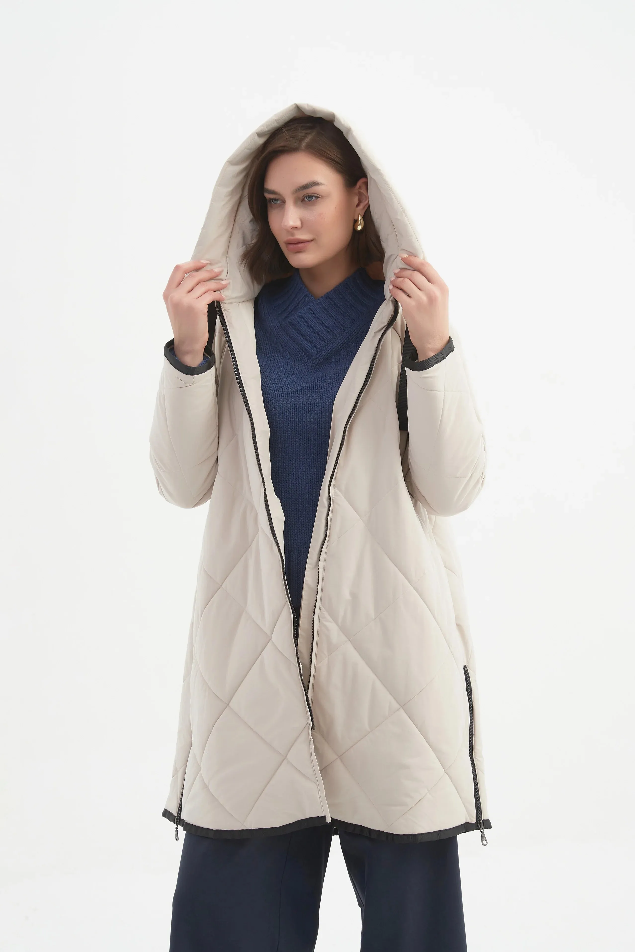 Zip Hem Winter Coat - Cream W25