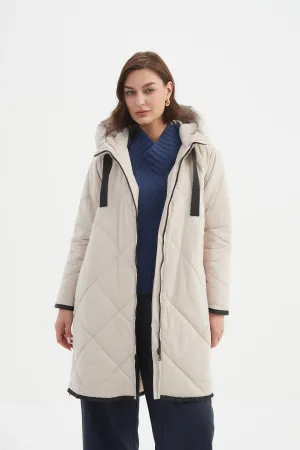 Zip Hem Winter Coat - Cream W25
