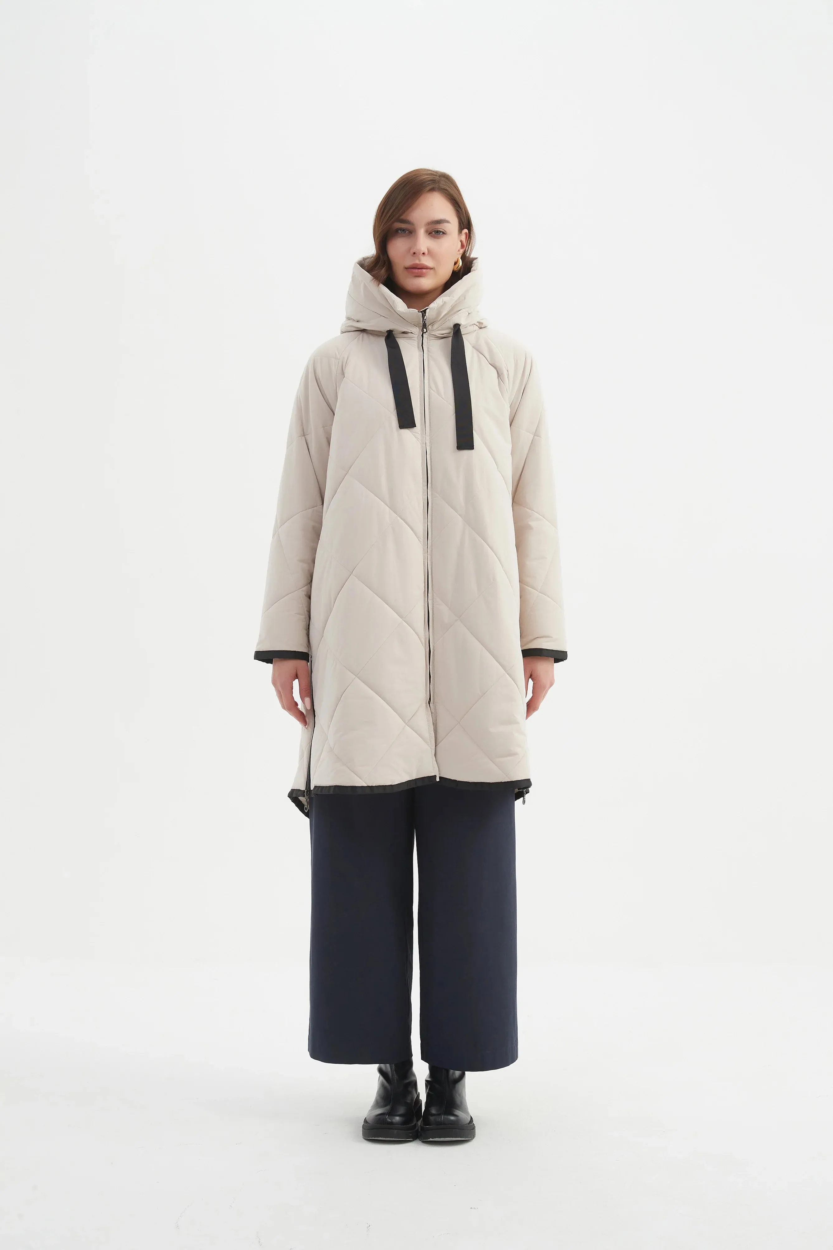 Zip Hem Winter Coat - Cream W25