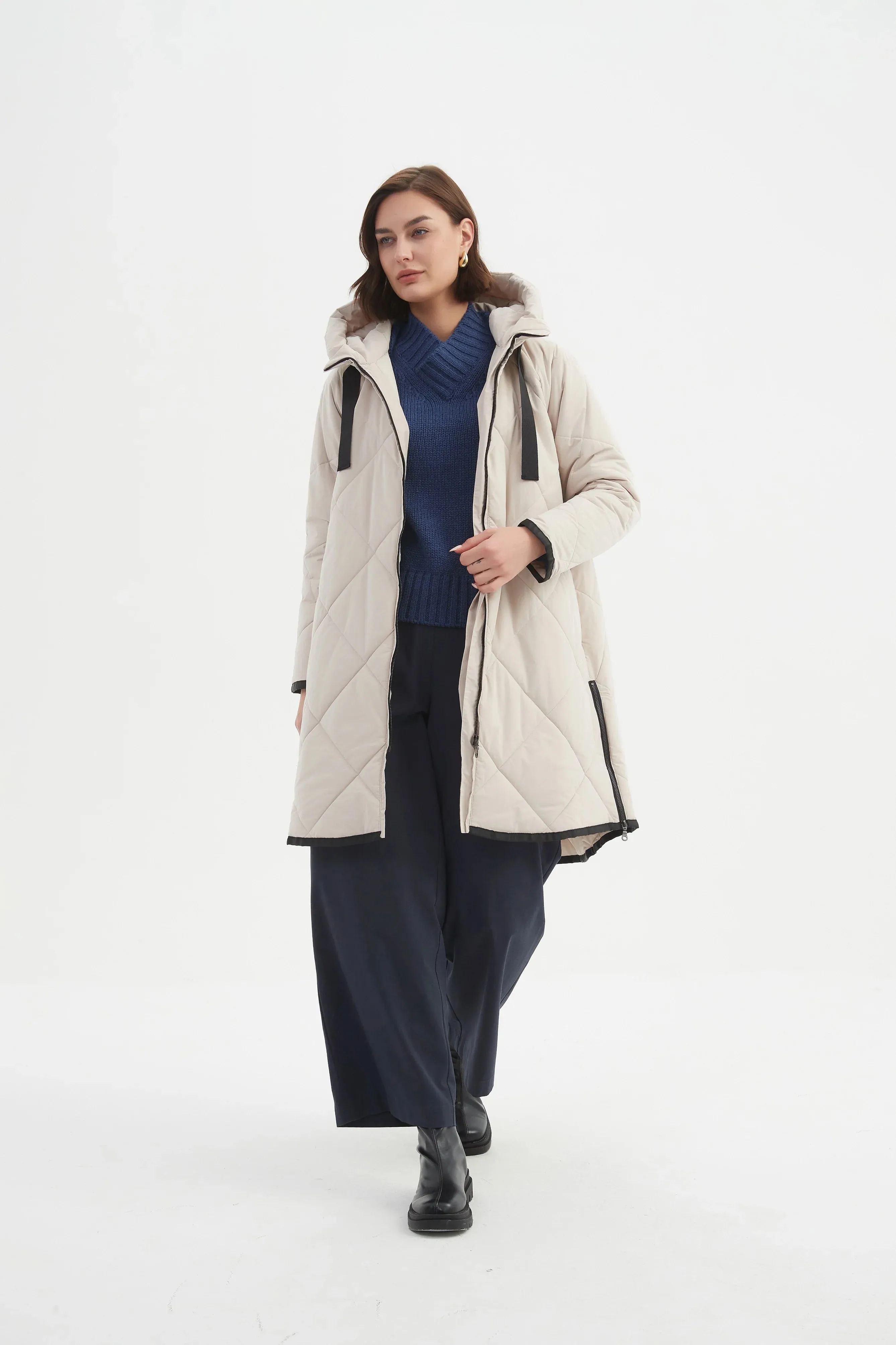 Zip Hem Winter Coat - Cream W25