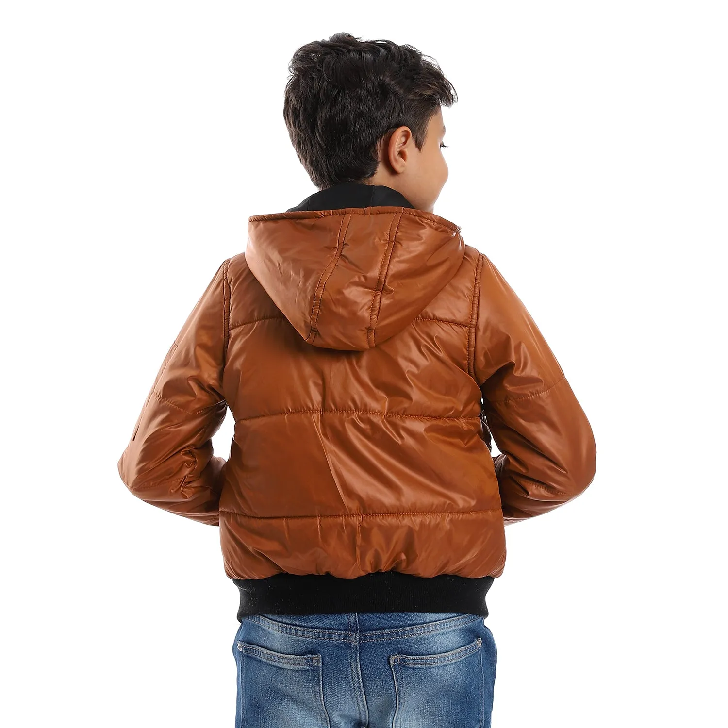 zipper_closure_double_face_printed_-_waterproof_boys_jacket_-_cramel_brown_-_black